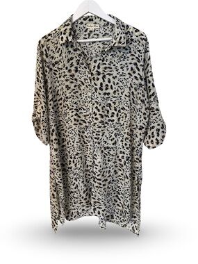 Indigo Rose Leopard Print Button-Front Camisole Top - Ivory/Black